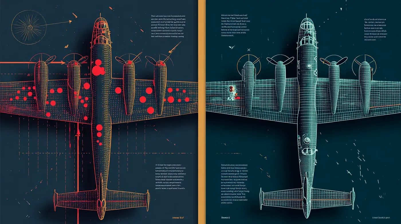 WWII aircraft damage diagram and survivorship bias